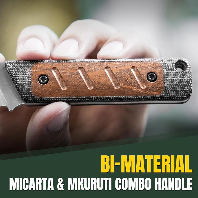 KIZER Smolt Fixed Blade Knife with Sheath, 2.93” 154CM Steel Micarta & Mkuruti Handle Fixed blade Knives, Drop Point Fixed Knife Small EDC Knife for Men Women Camping Pocket Knife 1063C1 - Image 3